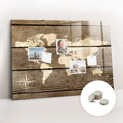 Magnetic Glass Dry Erase World Map Board