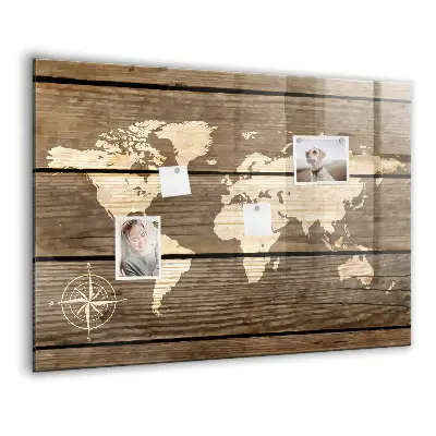 Magnetic Glass Dry Erase World Map Board