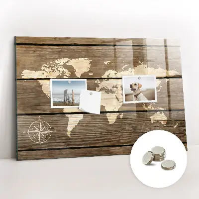 Magnetic Glass Dry Erase World Map Board