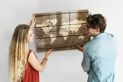 Magnetic Glass Dry Erase World Map Board