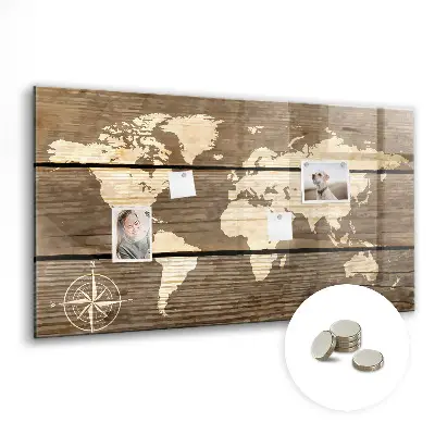 Magnetic Glass Dry Erase World Map Board