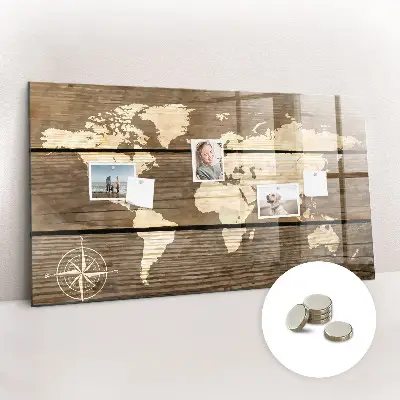 Magnetic Glass Dry Erase World Map Board