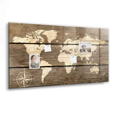 Magnetic Glass Dry Erase World Map Board