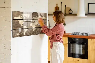Magnetic Glass Dry Erase World Map Board