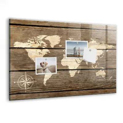 Magnetic Glass Dry Erase World Map Board