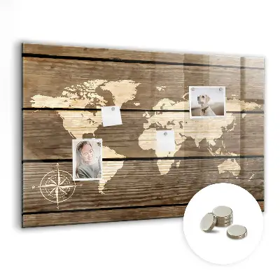 Magnetic Glass Dry Erase World Map Board