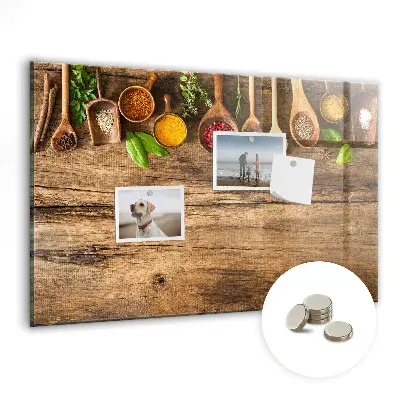 Magnetic wall board with spices spoons design