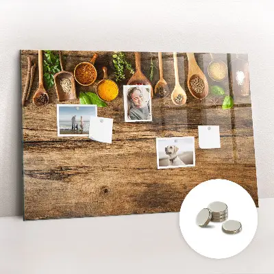 Magnetic wall board with spices spoons design