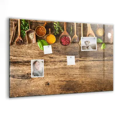 Magnetic wall board with spices spoons design