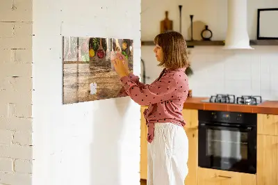 Magnetic wall board with spices spoons design
