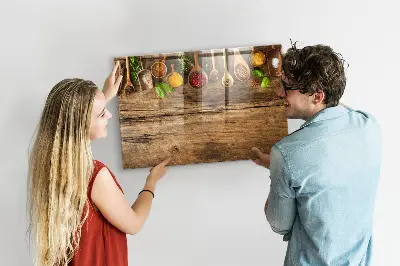 Magnetic wall board with spices spoons design