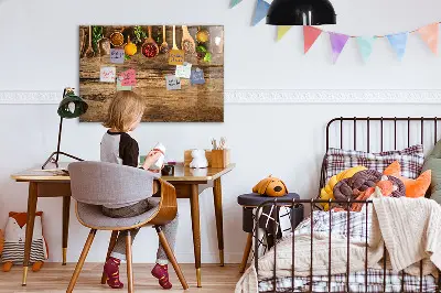 Magnetic wall board with spices spoons design