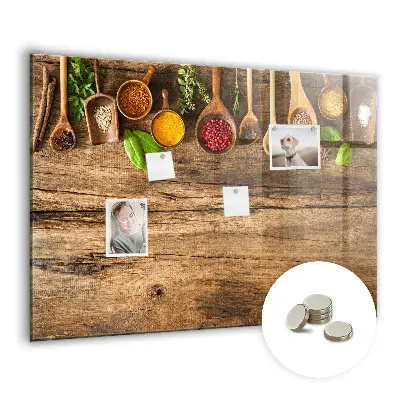 Magnetic wall board with spices spoons design