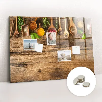 Magnetic wall board with spices spoons design