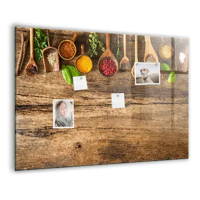 Magnetic wall board with spices spoons design