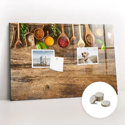 Magnetic wall board with spices spoons design