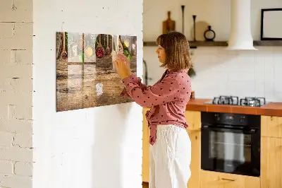 Magnetic wall board with spices spoons design