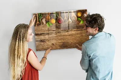 Magnetic wall board with spices spoons design