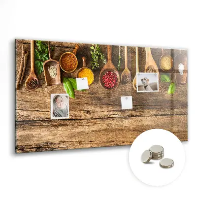 Magnetic wall board with spices spoons design