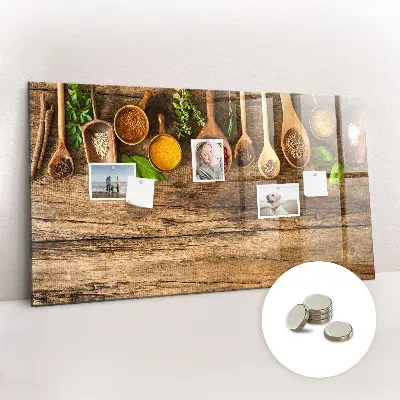 Magnetic wall board with spices spoons design