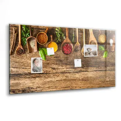 Magnetic wall board with spices spoons design