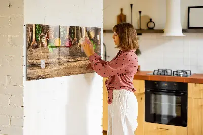 Magnetic wall board with spices spoons design