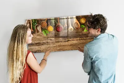 Magnetic wall board with spices spoons design
