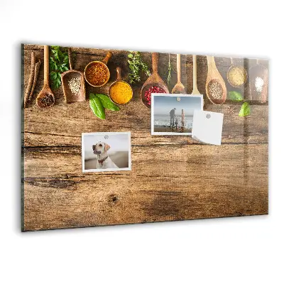 Magnetic wall board with spices spoons design