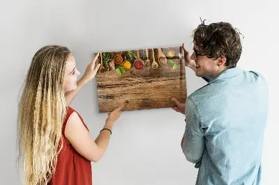 Magnetic wall board with spices spoons design