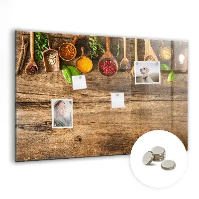 Magnetic wall board with spices spoons design
