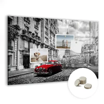 Magnetic wall board with vintage city car print