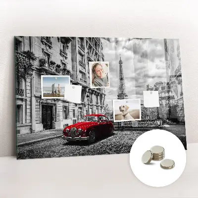 Magnetic wall board with vintage city car print