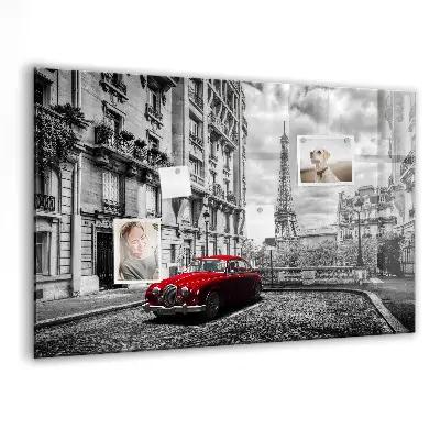 Magnetic wall board with vintage city car print