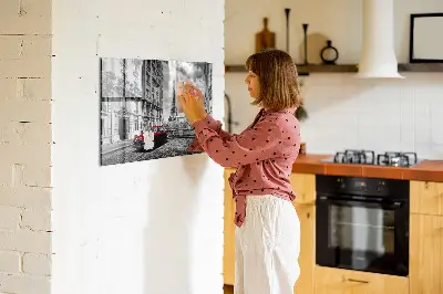 Magnetic wall board with vintage city car print