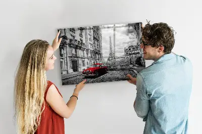 Magnetic wall board with vintage city car print