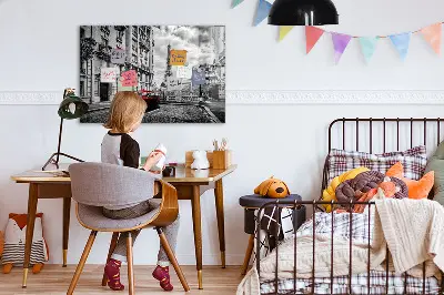 Magnetic wall board with vintage city car print