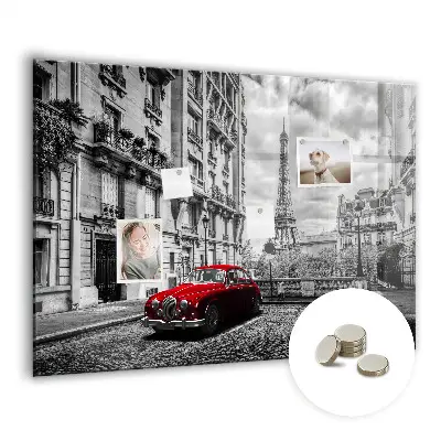 Magnetic wall board with vintage city car print