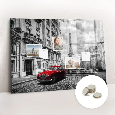 Magnetic wall board with vintage city car print