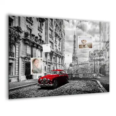 Magnetic wall board with vintage city car print