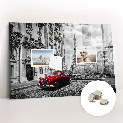 Magnetic wall board with vintage city car print