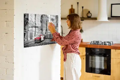 Magnetic wall board with vintage city car print