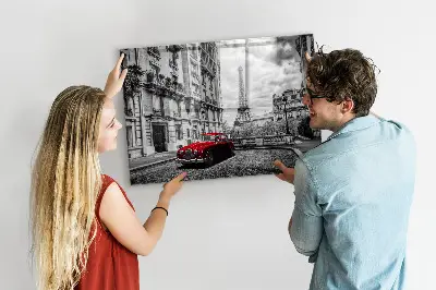 Magnetic wall board with vintage city car print
