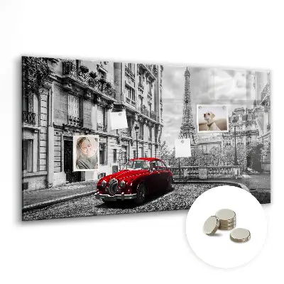 Magnetic wall board with vintage city car print
