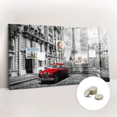Magnetic wall board with vintage city car print