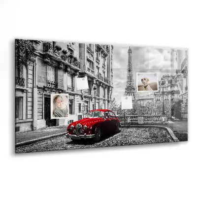 Magnetic wall board with vintage city car print