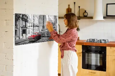 Magnetic wall board with vintage city car print