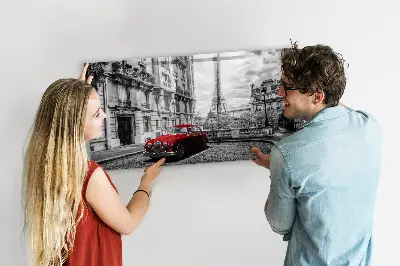Magnetic wall board with vintage city car print