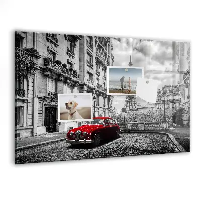 Magnetic wall board with vintage city car print