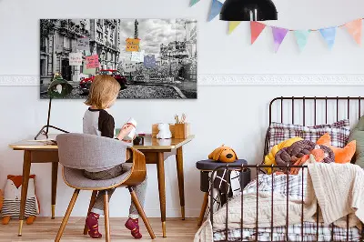 Magnetic wall board with vintage city car print