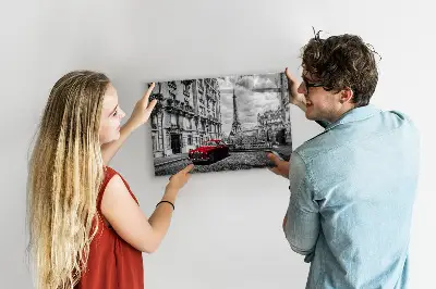 Magnetic wall board with vintage city car print